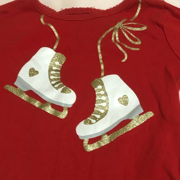 Carters•Gold Sparkle Ice Skates Design Bodysuit - Picture 3 of 7